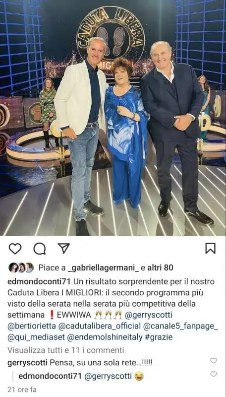 LA FRECCIATINA DI GERRY SCOTTI A FABIO FAZIO SU INSTAGRAM 