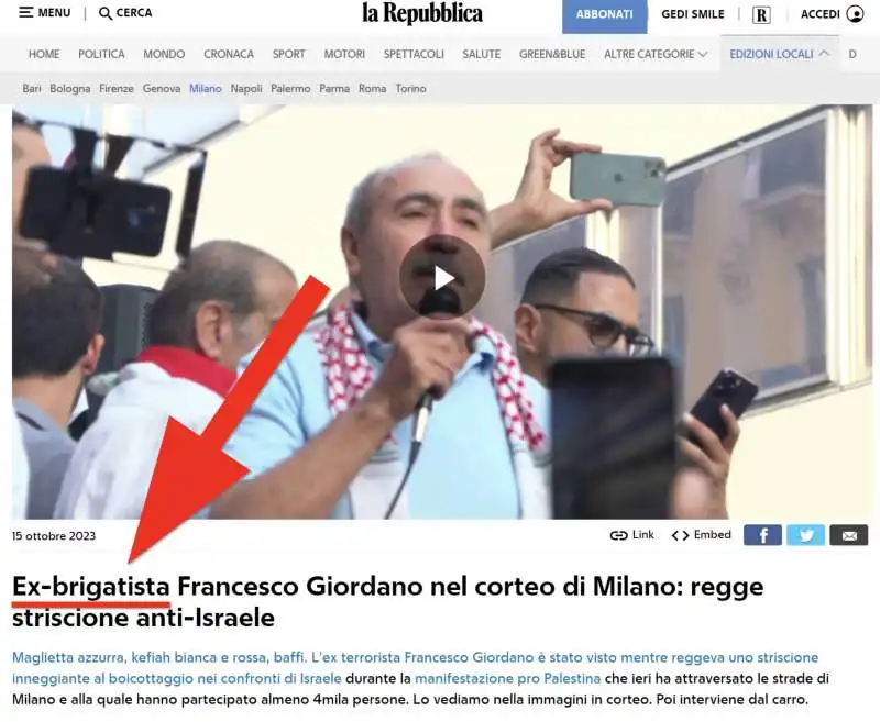 la repubblica, giordano ex brigatista 