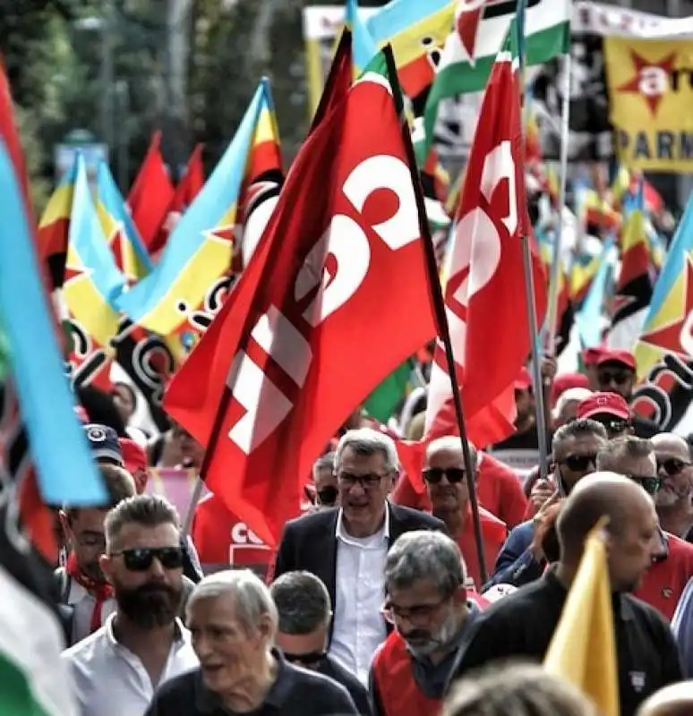 maurizio landini - manifestazione della cgil a roma 7 ottobre 2023 