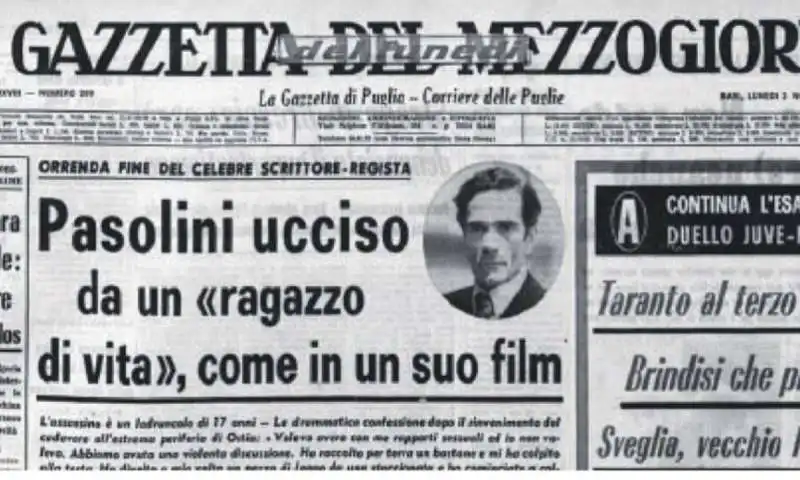 omicidio pasolini gazzetta del mezzogiorno