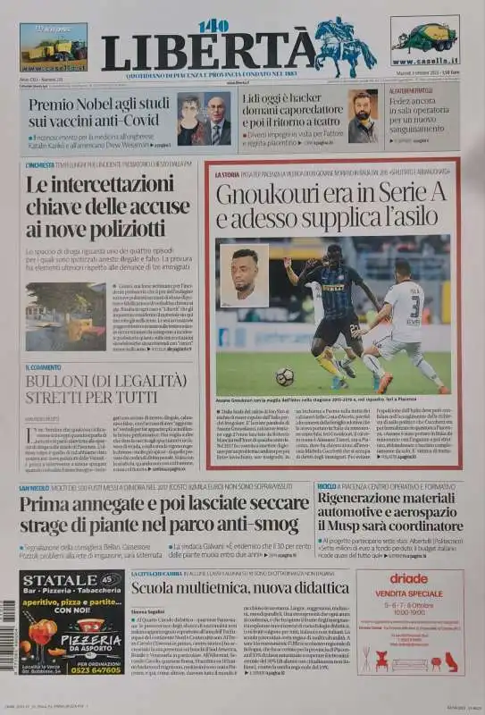 prima pagina la liberta 3 ottobre 2023 