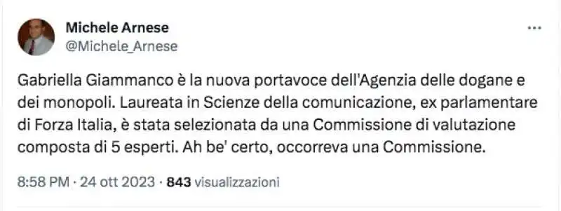 tweet di michele arnese su gabriella giammanco 