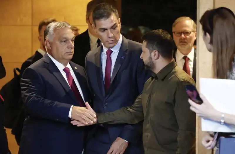 viktor orban   pedro sanchez   volodymyr zelensky 