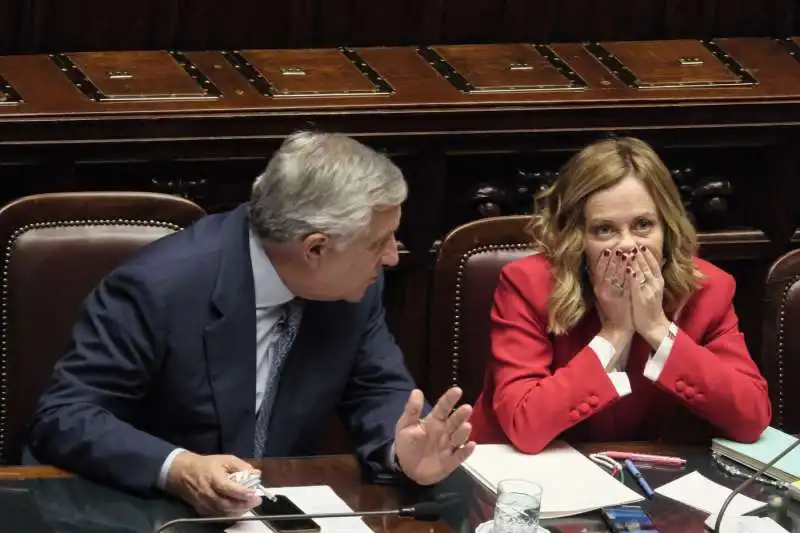 antonio tajani   giorgia meloni alla camera   foto lapresse. 