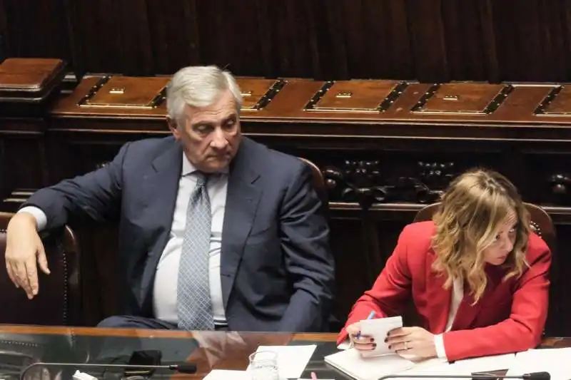 antonio tajani   giorgia meloni alla camera   foto lapresse 