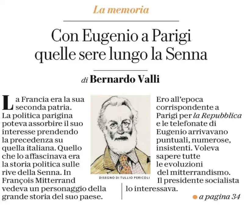 ARTICOLO DI BERNARDO VALLI SU EUGENIO SCALFARI - REPUBBLICA - 18 OTTOBRE 2024  