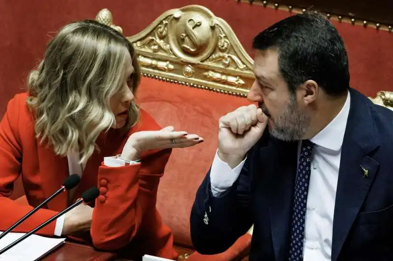 giorgia meloni e matteo salvini in senato   foto lapresse