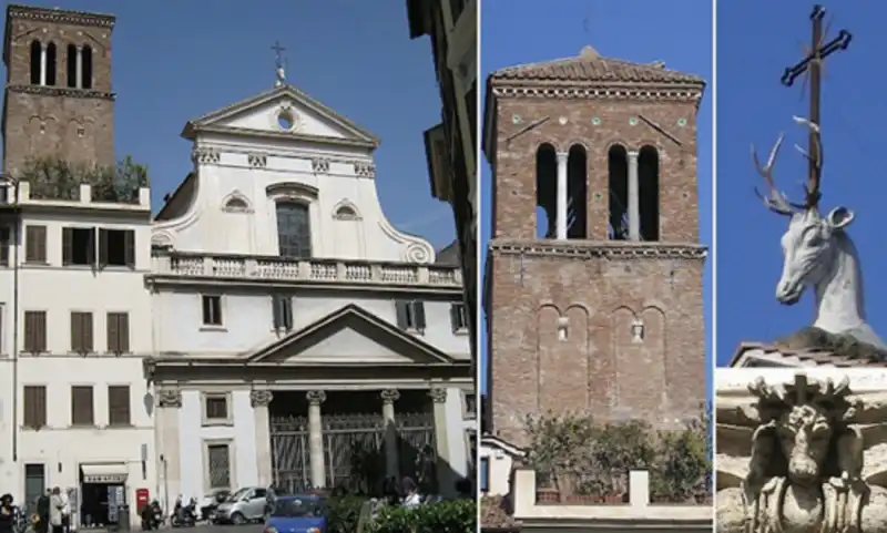 il cervo con le corna sulla faccia della basilica di sant’eustachio a roma 5