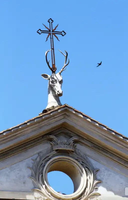 il cervo con le corna sulla faccia della basilica di sant’eustachio a roma 6