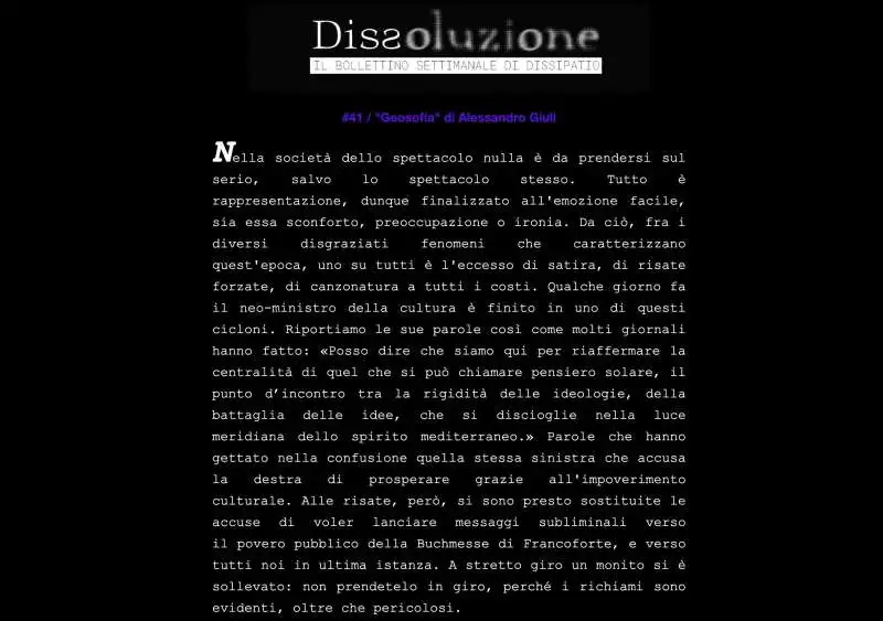 IL DISPACCIO DI DISSOLUZIONE SU ALESSANDRO GIULI 