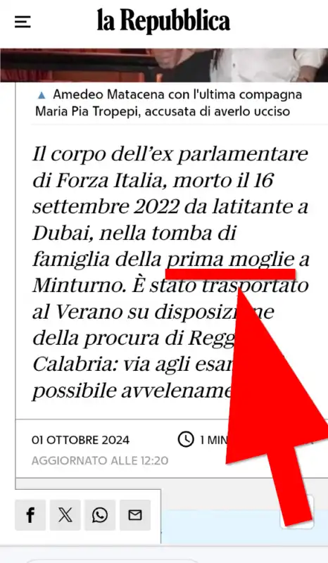 La Repubblica - prima moglie mai sposata di Matacena