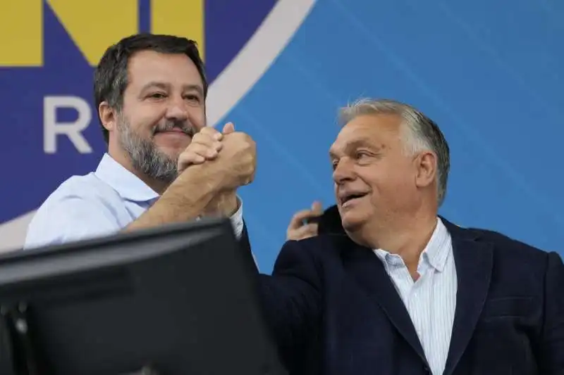 matteo salvini   viktor orban    pontida 2024   foto lapresse.   