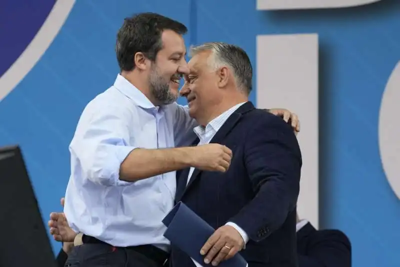 matteo salvini   viktor orban   pontida 2024   foto lapresse