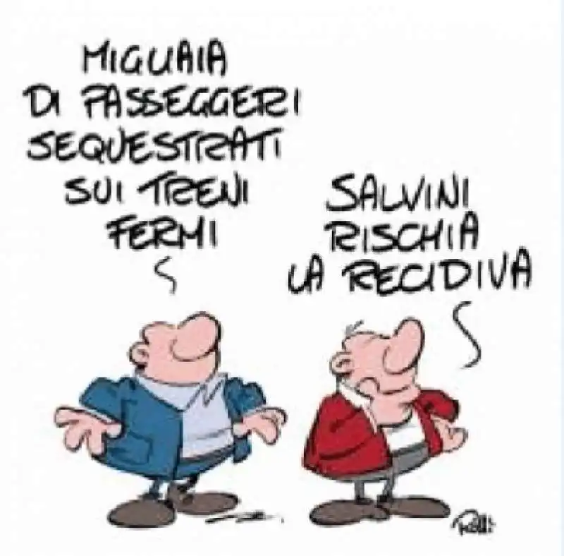 SALVINI E LA RECIDIVA SUI TRENI -  VIGNETTA BY ROLLI - IL GIORNALONE - LA STAMPA