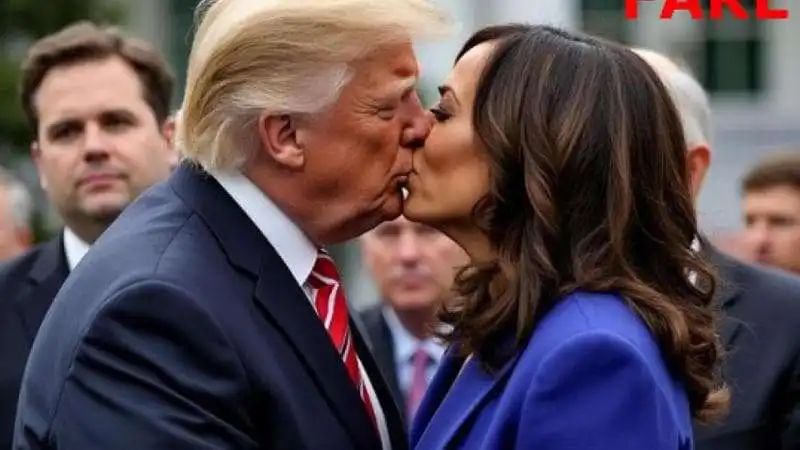 trump harris bacio fake ia