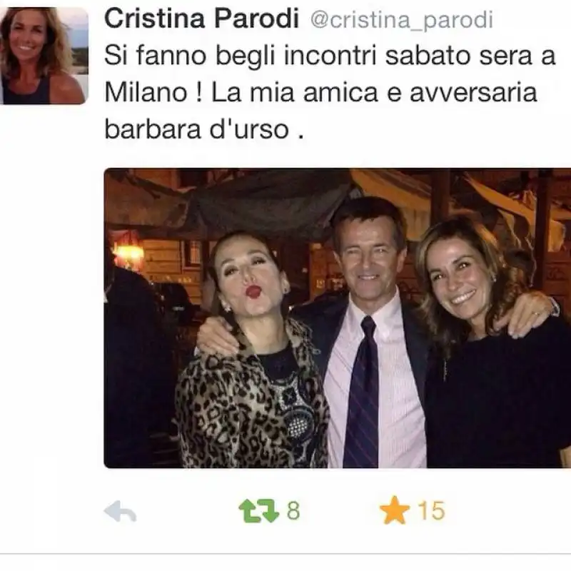 barbara d'urso cristina parodi e giorgio gori