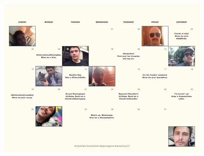 il calendario di james franco su paper 19