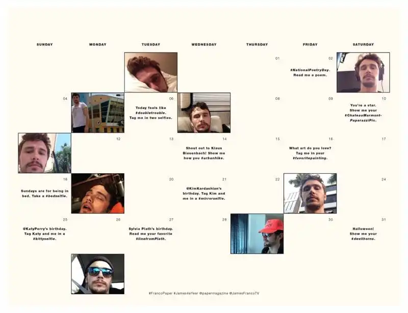 il calendario di james franco su paper 25