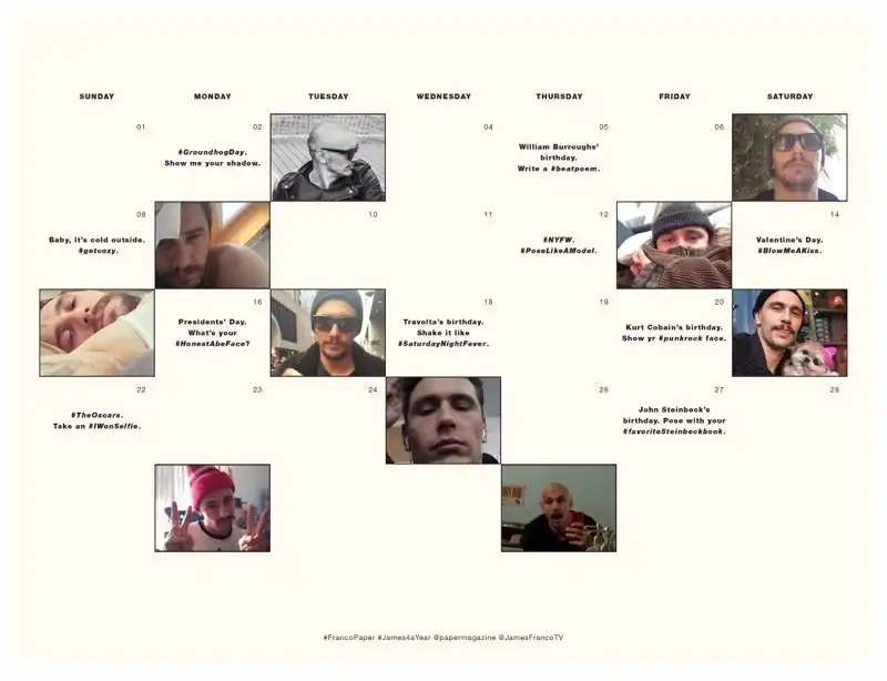 il calendario di james franco su paper 9