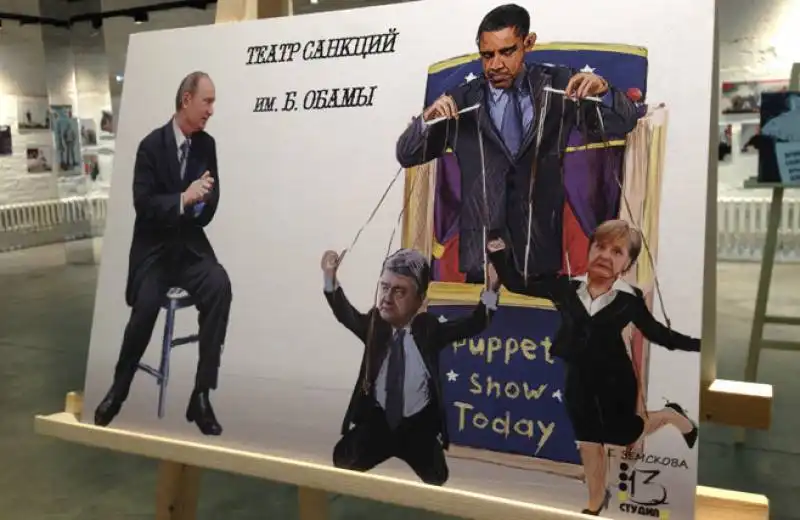 putin e il teatro delle marionette obama poroshenko merkel