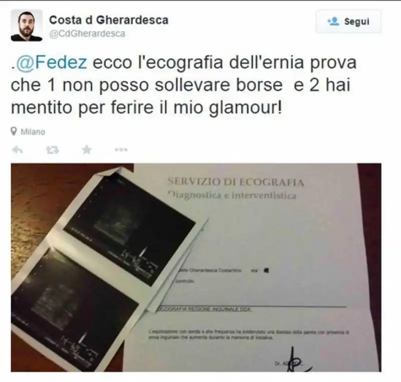 scazzo su twitter tra costantino della gherardesca e fedez      