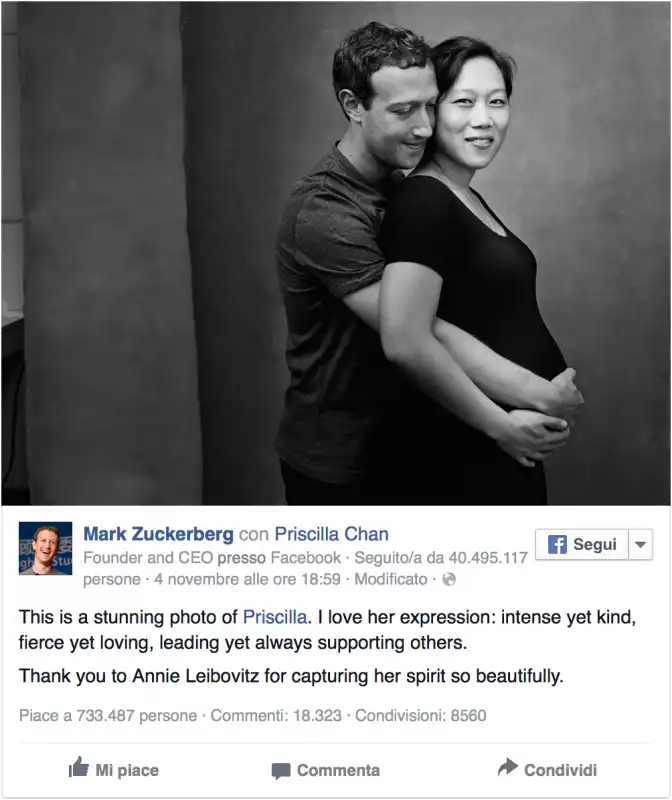 il post di mark zuckerberg