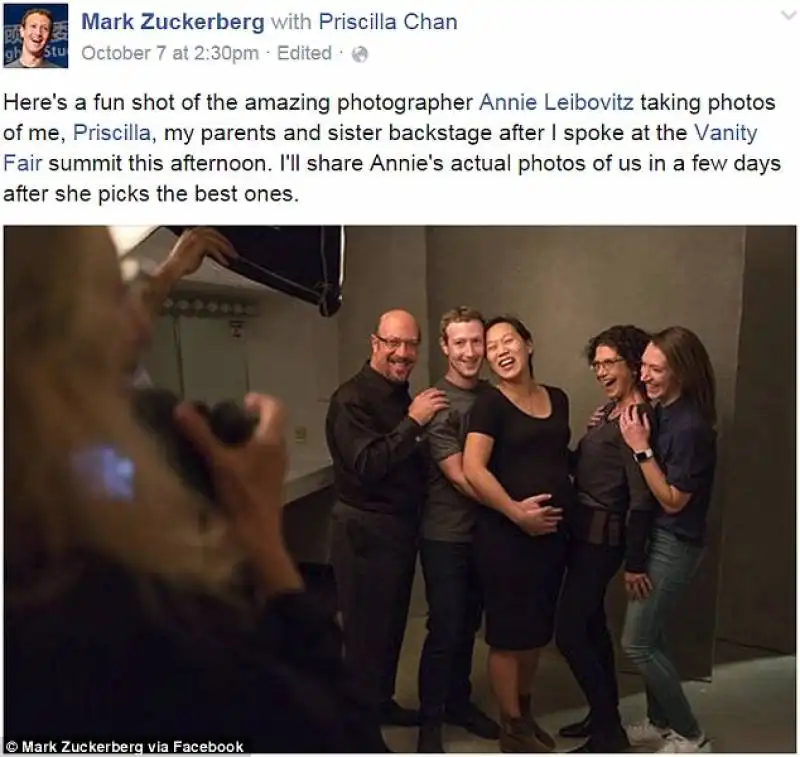 zuckerberg e famiglia fotografati da annie leibovitz