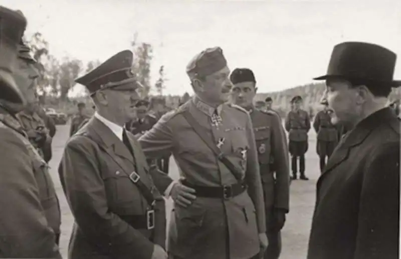 adolf hitler, gustaf mannerheim e il presidente risto ryti