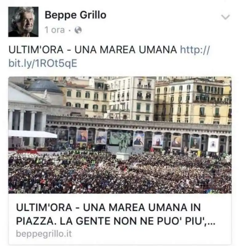 beppe grillo usa la piazza del papa invece di quella dei grillini a napoli