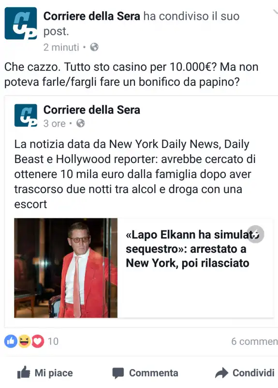 IL COMMENTO DEL CORRIERE SU LAPO ELKANN