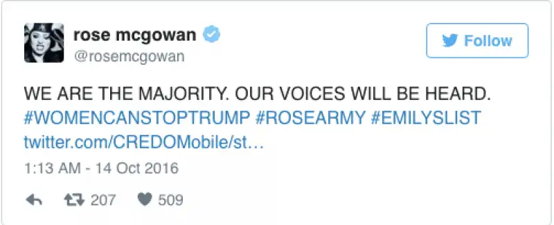 ROSE MCGOWAN TWITTER