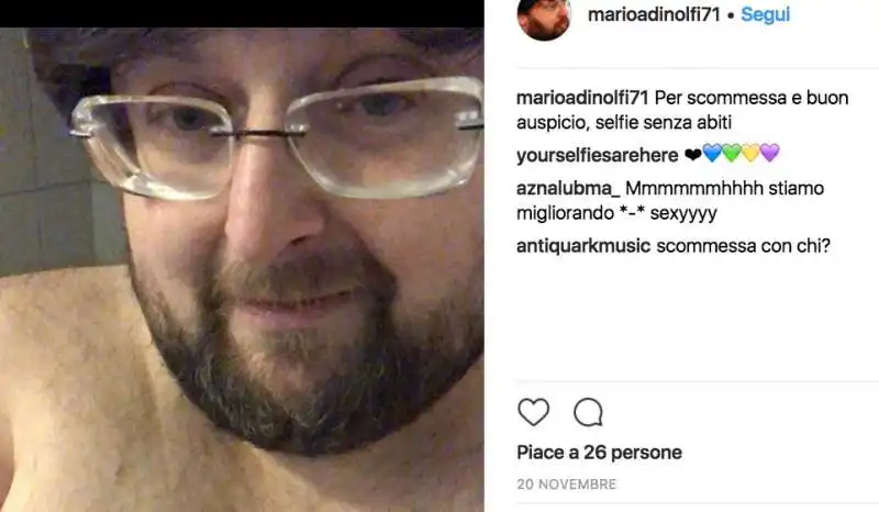 MARIO ADINOLFI SELFIE HOT SENZA VELI