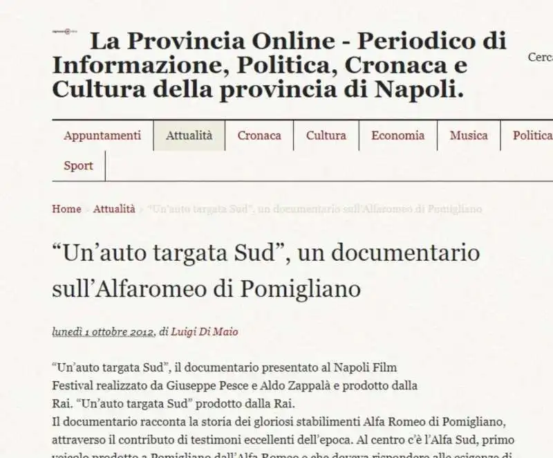 gli articoli di luigi di maio per 'la provincia online' 2