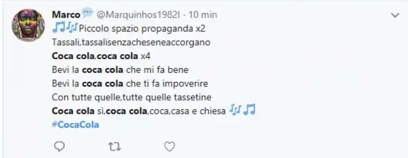 tweet contro il governo per la tassa sulla coca cola 6