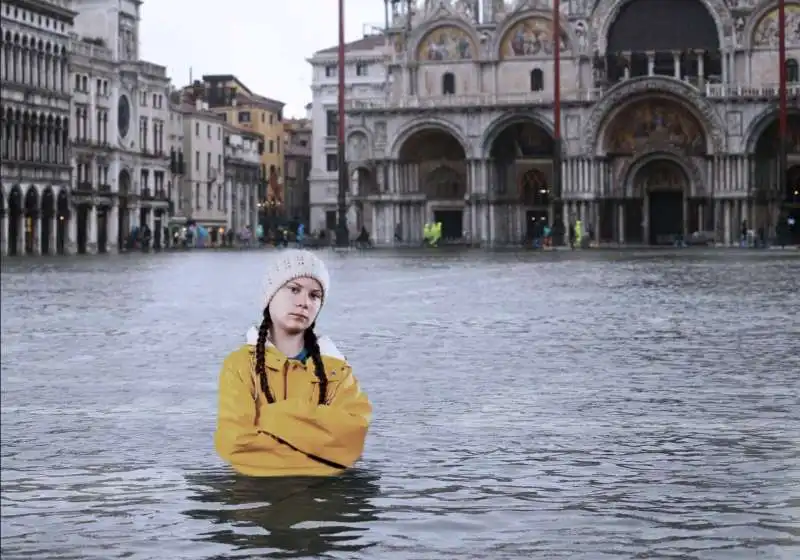 GRETA THUNBERG E L'ACQUA ALTA A VENEZIA BY LUGHINO
