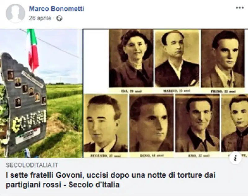 IL 25 APRILE DI MARCO BONOMETTI SU FACEBOOK