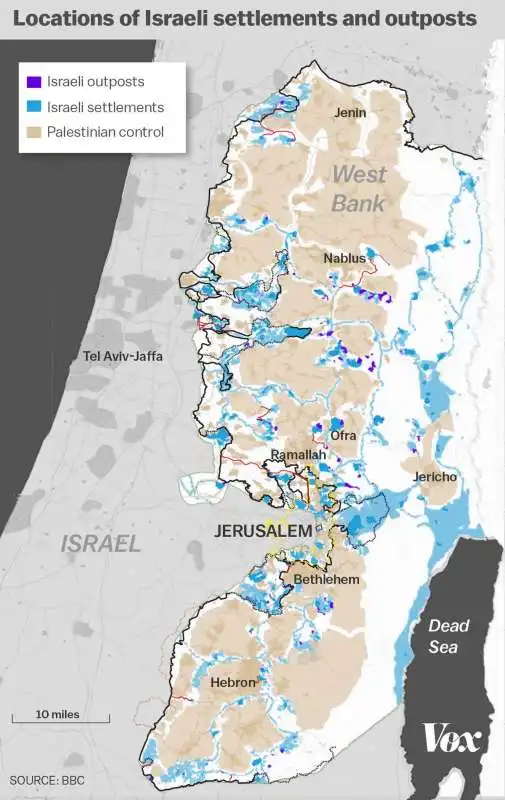 insediamenti israele in cisgiordania   mappa vox