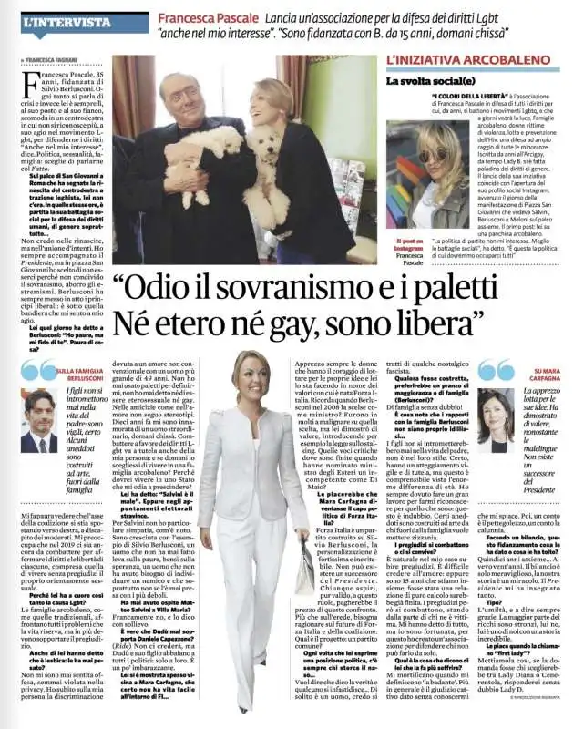 L'INTERVISTA DI FRANCESCA PASCALE AL FATTO QUOTIDIANO