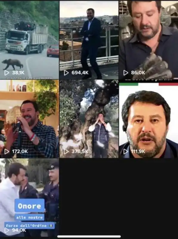 LE VISUALIZZAZIONI DEI VIDEO DI MATTEO SALVINI SU TIKTOK