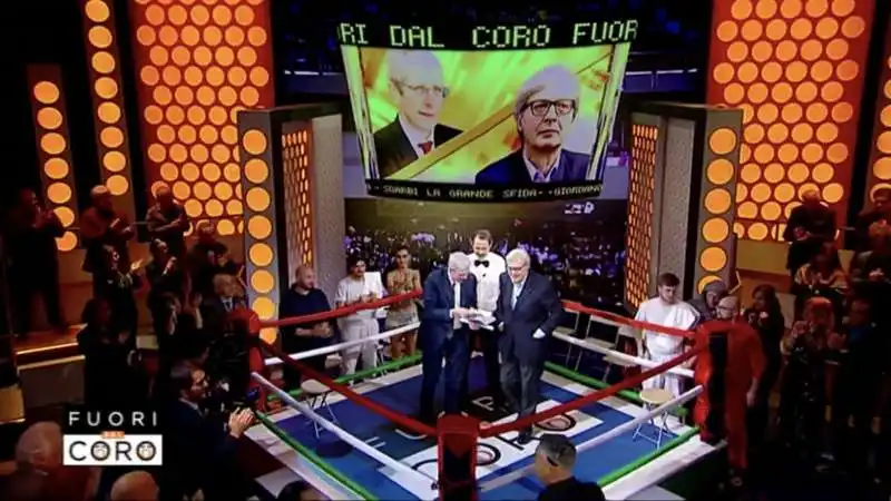 mario giordano e vittorio sgarbi sul ring a fuori dal coro 13