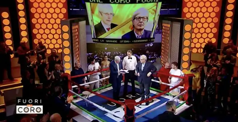 mario giordano e vittorio sgarbi sul ring a fuori dal coro 14