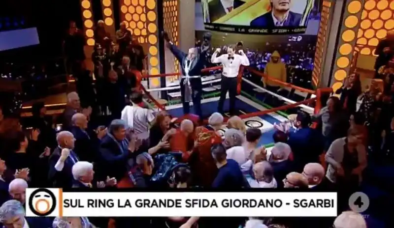 mario giordano e vittorio sgarbi sul ring a fuori dal coro 4