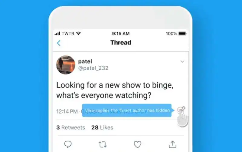 nascondere le risposte su twitter
