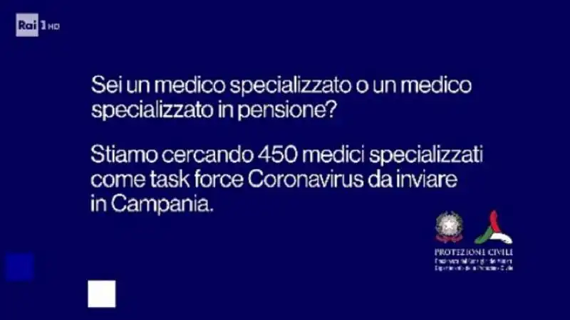 bando 450 medici campania    appello protezione civile in tv 2