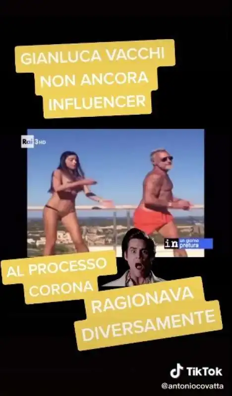 gianluca vacchi ha cambiato idea rispetto al processo corona