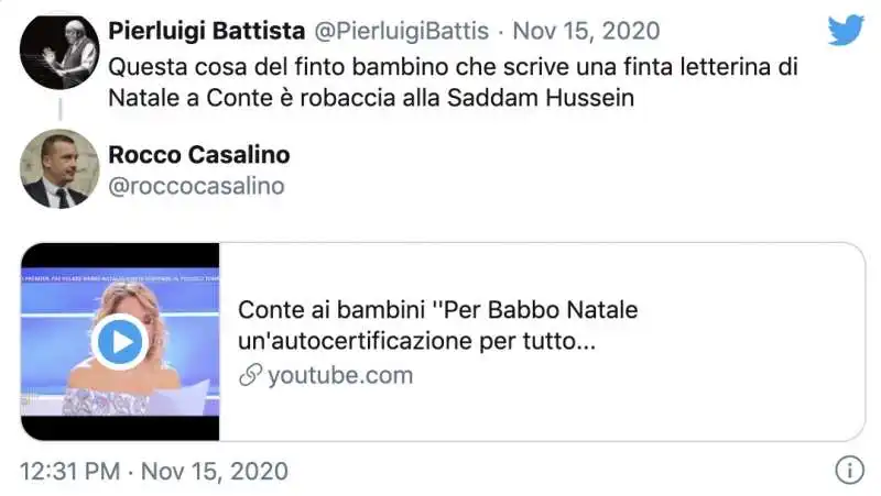 ROCCO CASALINO RISPONDE A PIGI BATTISTA CITANDO BARBARA D'URSO 