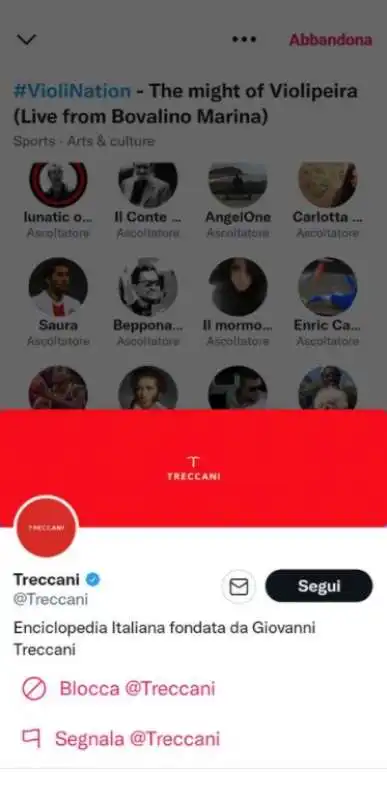 anche la treccani connessa per violination 2