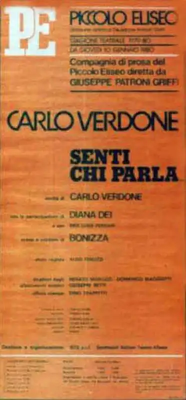 CARLO VERDONE - SENTI CHI PARLA - PICCOLO ELISEO