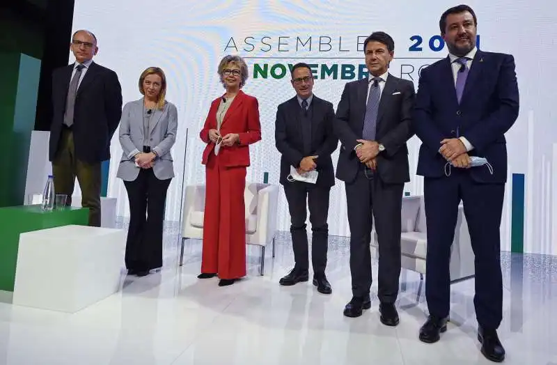 Enrico Letta, Giorgia Meloni, Patrizia de Luise, Luigi Contu, Giuseppe Conte, Matteo Salvini - FOTO ANSA