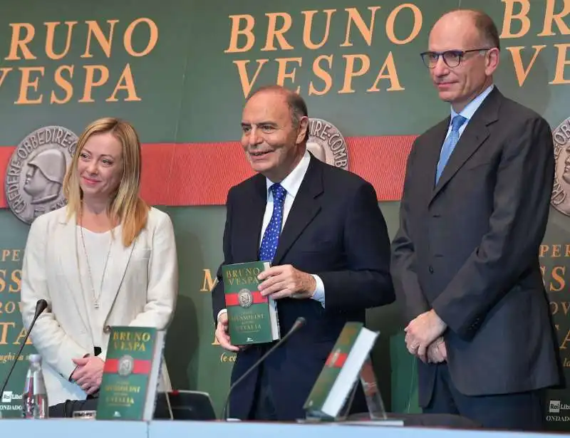 giorgia meloni  bruno vespa  enrico letta  foto di bacco